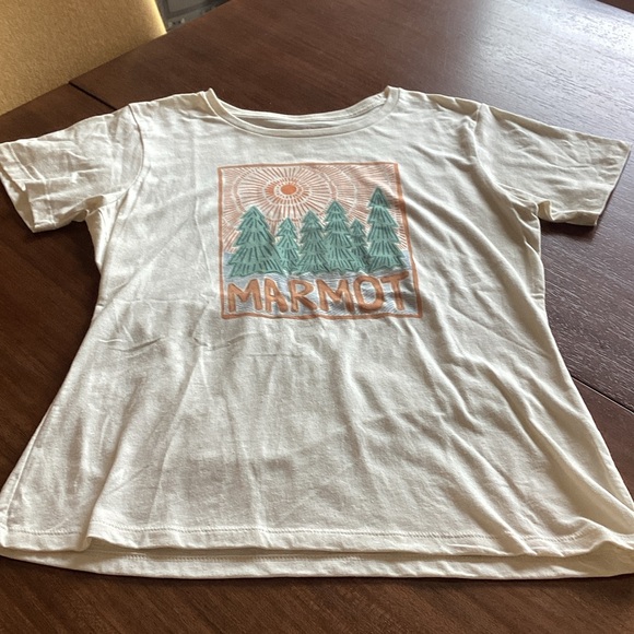 Marmot White Tee with Tree Design - Picture 2 of 6